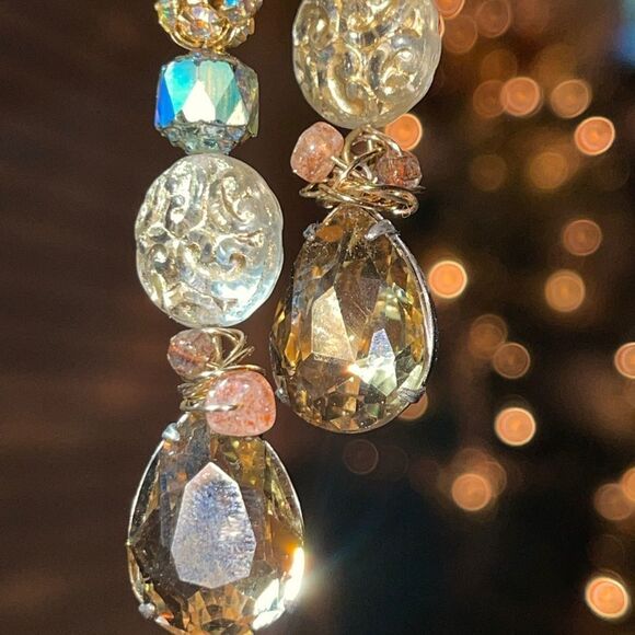 HANDCRAFTED Bright Large Crystal Handmade Earrings - Picture 1 of 6